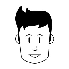 face of happy man icon image vector illustration design  black and white