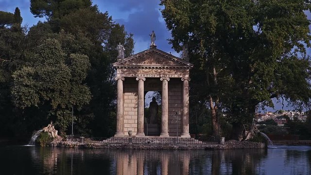 Time lapse Tempio di esculapio Villa Borghese, Rome
