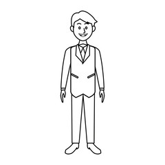 smiling business man in suit clothes standing character standing