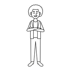 smiling man in casual clothes folded arms standing vector illustration