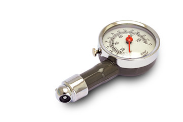 Tire gauge isolated white background with clipping path.