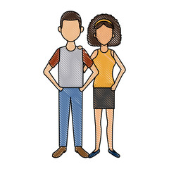 couple standing man and woman together people vector illustration