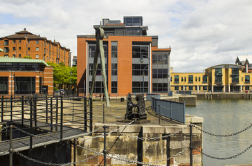 The redeveloped Clarendon dry dock area in the Belfast Harbour Estate at Donegall Quay with items...