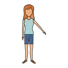 beautiful woman character people standing vector illustration