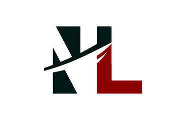 NL Red Negative Space Square Swoosh Letter Logo