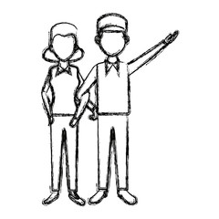 couple standing man and woman together people vector illustration