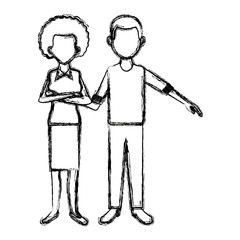 couple standing man and woman together people vector illustration