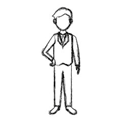 businessman in suit clothes standing character person vector illustration