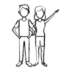 couple standing man and woman together people vector illustration