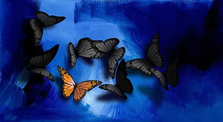 Papier Peint photo Papillon Papillon monarque unique spécial parmi les papillons communs