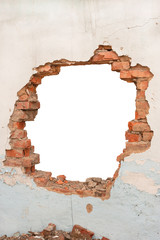 Hole brick wall