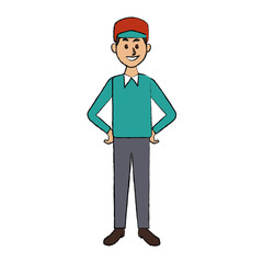 smiling man in casual clothes standing character vector illustration