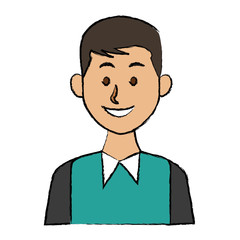 portrait of a young man character on white background vector illustration