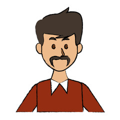 portrait of a young man character on white background vector illustration