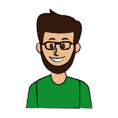 portrait of a young man character on white background vector illustration