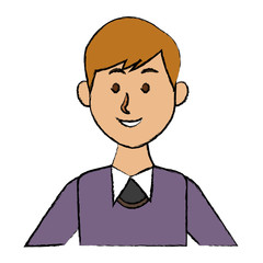 portrait of a young man character on white background vector illustration