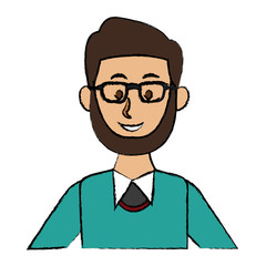 portrait of a young man character on white background vector illustration