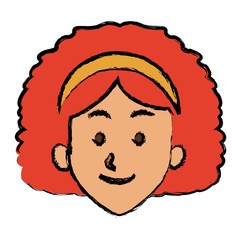 woman face smile expression cartoon character on white background vector illustration