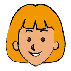 Obraz premium woman face smile expression cartoon character on white background vector illustration