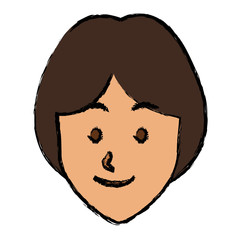 woman face smile expression cartoon character on white background vector illustration