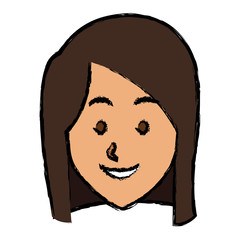 woman face smile expression cartoon character on white background vector illustration