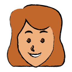 woman face smile expression cartoon character on white background vector illustration