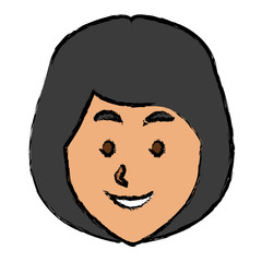woman face smile expression cartoon character on white background vector illustration