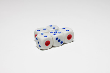 close-up view of dices on isolated background