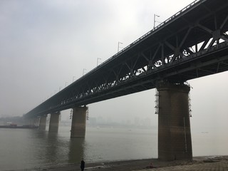 Old double deck bridge Wuhan Yangtze river Great Bridge