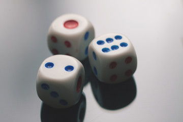 close-up view of dices on isolated background