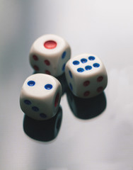 close-up view of dices on isolated background