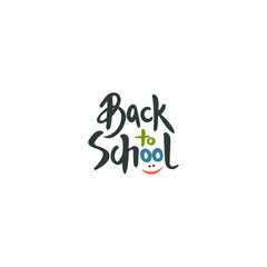 Back to school label. Handwritten lettering isolated on white vector illustration