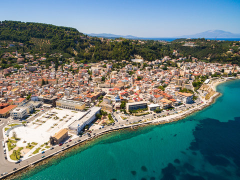 Aerial  view of Zakynthos city in  Zante island, in Greece