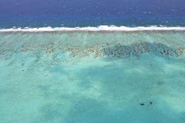 Belize Barrier Reef, Aerial view, Caribbean Sea.