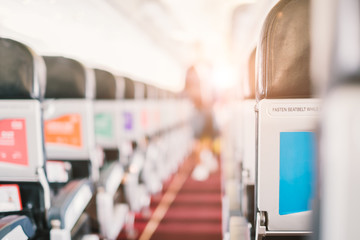 Blurred seat cushion In the plane