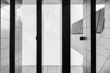 Abstract modern building architecture with black and white tone.