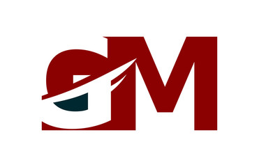 GM Red Negative Space Square Swoosh Letter Logo