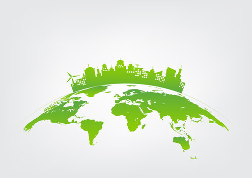 Sustainable development and green city concept, world environment