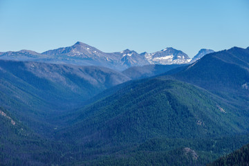 mountain view on mountains from top pick with clear sky.