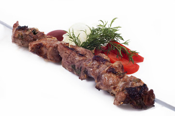Shish kebab with fresh vegetables