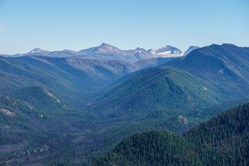 mountain view on mountains from top pick with clear sky.