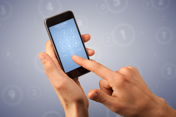 Female hand holding smartphone