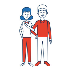 beautiful couple woman and man standing together characters vector illustration