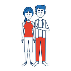 beautiful couple woman and man standing together characters vector illustration