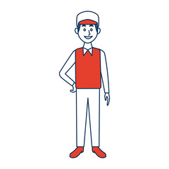young man standing with folded arms front view vector illustration