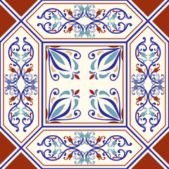 Seamless pattern illustration in traditional style - like Portuguese tiles