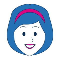 woman face with lipstick smile cartoon character on white background vector illustration
