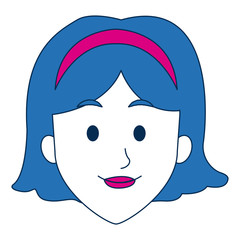 woman face with lipstick smile cartoon character on white background vector illustration