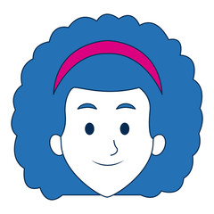 woman face with lipstick smile cartoon character on white background vector illustration