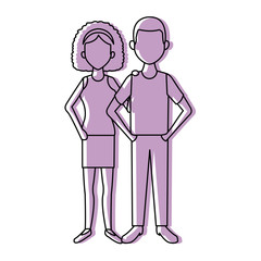 beautiful couple woman and man standing together characters vector illustration